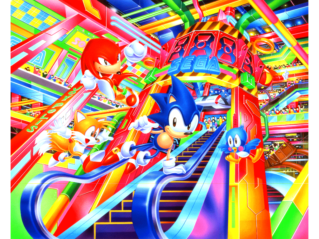 3boys, black_eyes, blue_fur, bmp-to-png_conversion, closed_mouth, company_name, echidna_boy, escalator