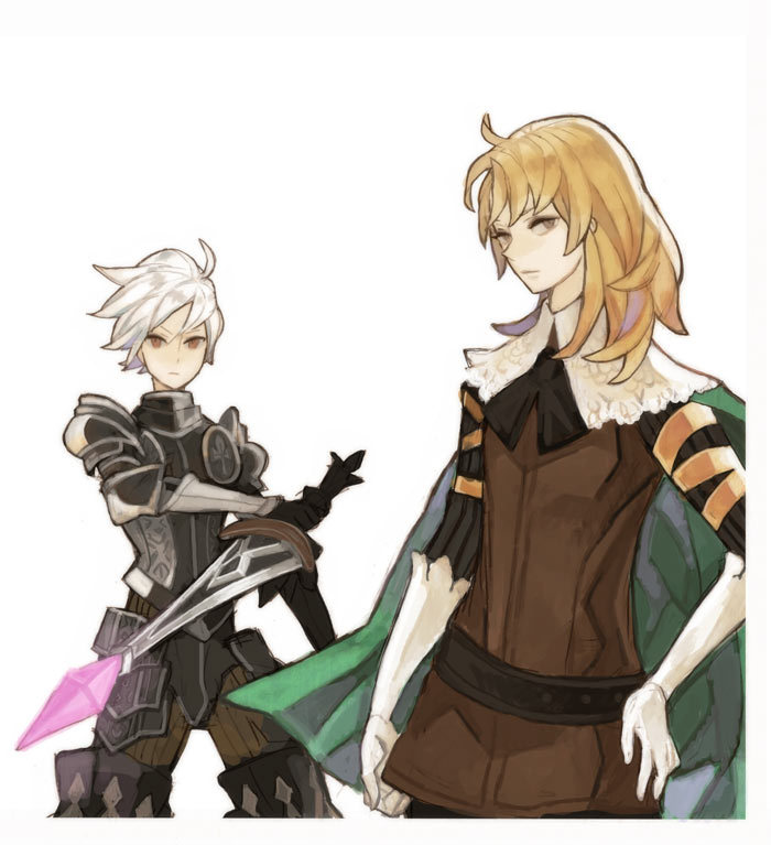 ahoge, armor, belderiver, blonde_hair, cape, cornelius, gloves, grey_eyes