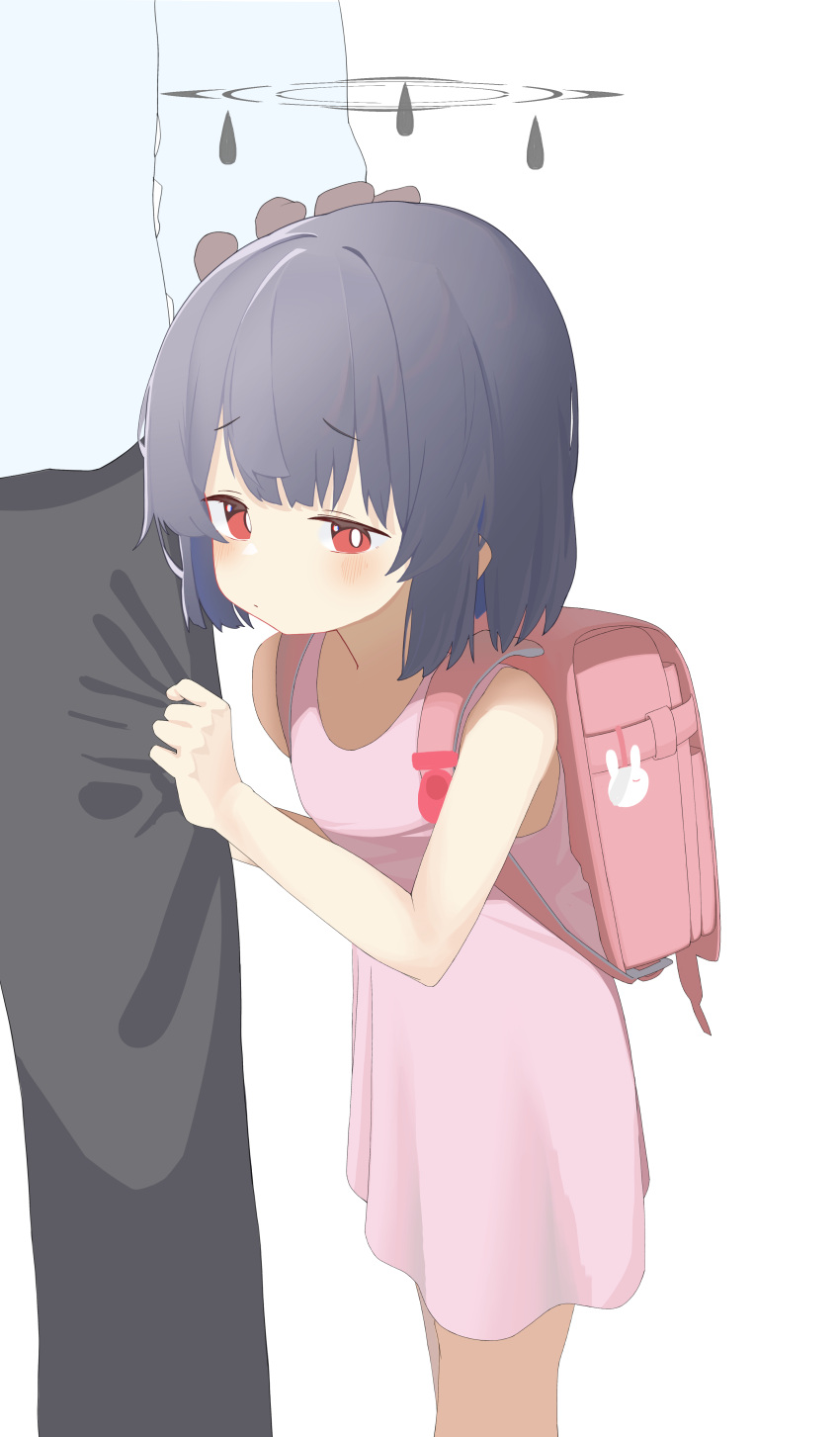 1boy, 1girl, absurdres, aged_down, alternate_costume, backpack, bag, black_hair