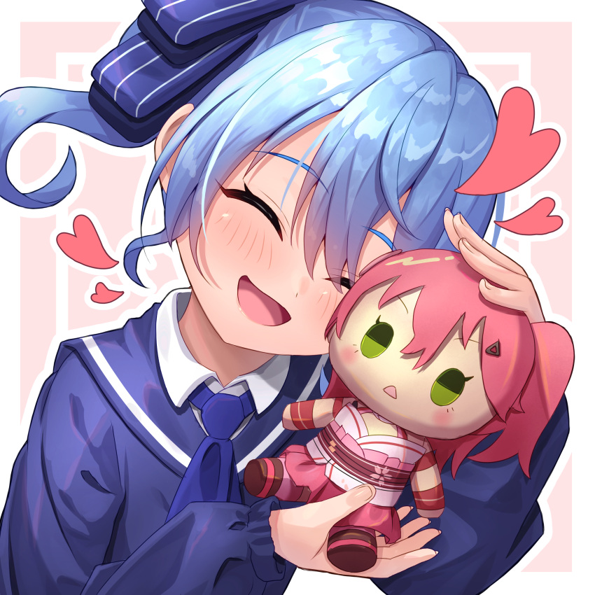 1girl, absurdres, alternate_costume, blue_hair, blue_necktie, blue_ribbon, blue_sailor_collar, blue_shirt