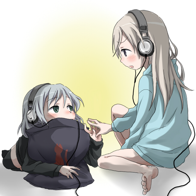 bad_id, bare_legs, barefoot, blonde_hair, blue_eyes, blush, e-n, eila_ilmatar_juutilainen