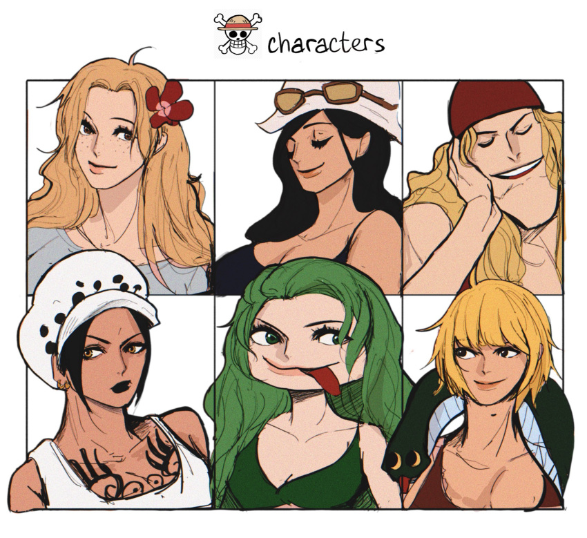 1boy, 5girls, amazon_warrior, bad_id, bad_twitter_id, bandana, black_hair, black_lips