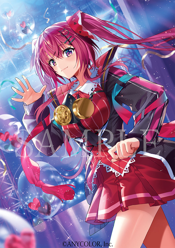 1girl, :|, amagase_muyu, amagase_muyu_(1st_costume), balloon, black_jacket, blush, cat_hair_ornament