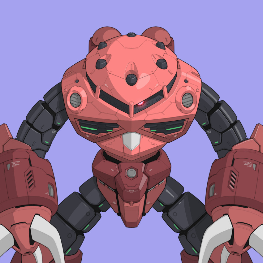 bmwsb0, claws, glowing, glowing_eye, green_background, gundam, highres, machine