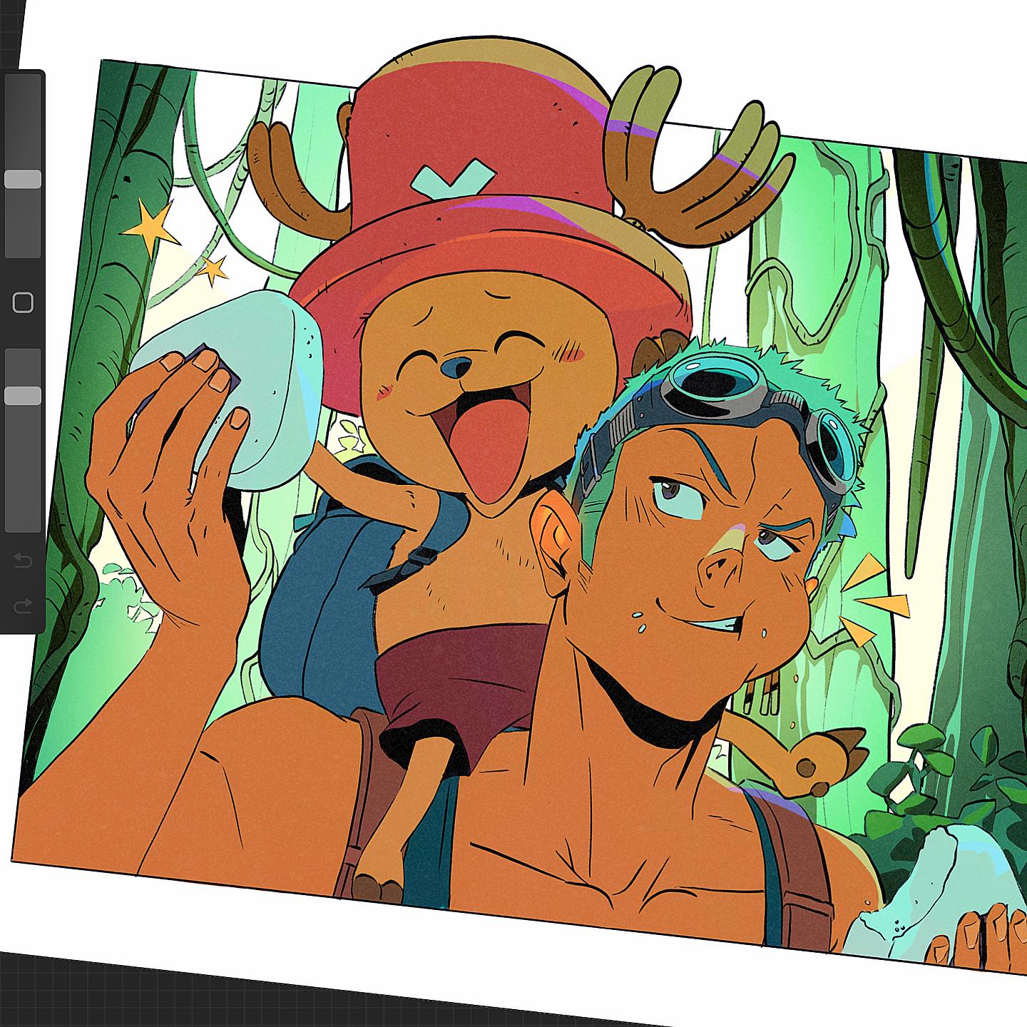 2boys, alisvart, antlers, art_program_in_frame, backpack, bag, carrying, commentary