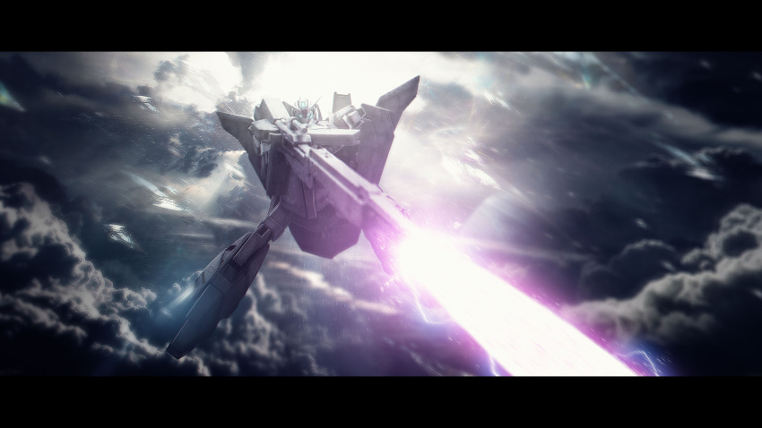 absurdres, aeug, artist_collaboration, battle, beam_cannon, clouds, commentary_request, energy_beam