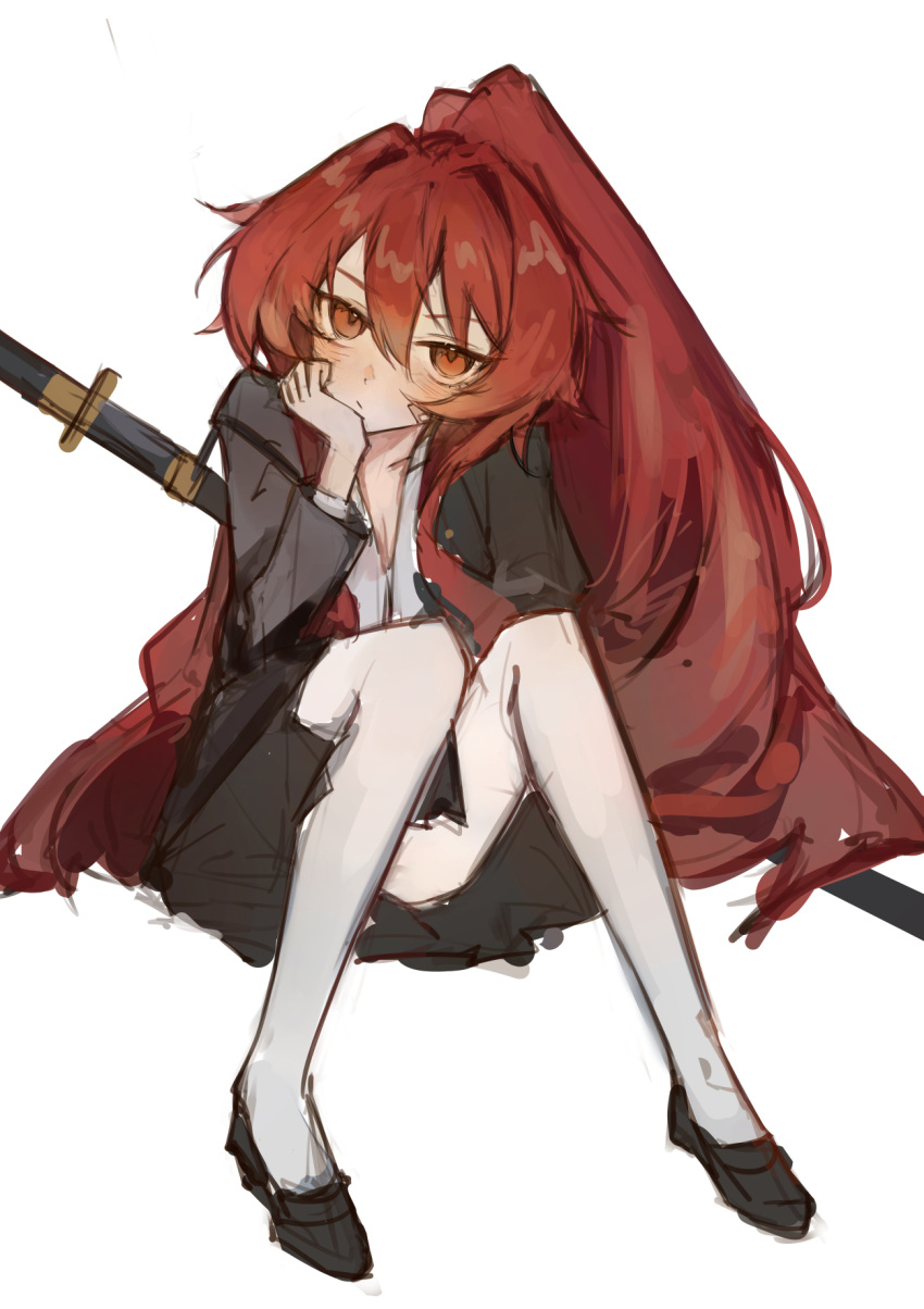 1girl, ashiharatsumori_koito, bandaid, bandaid_on_cheek, bandaid_on_face, black_footwear, black_jacket, blush