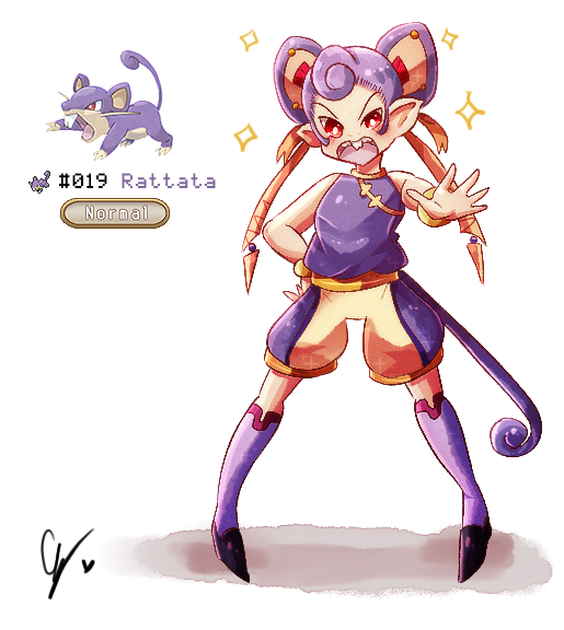 1girl, animal_ears, buck_teeth, commentary, endifi, full_body, mouse_girl, open_mouth