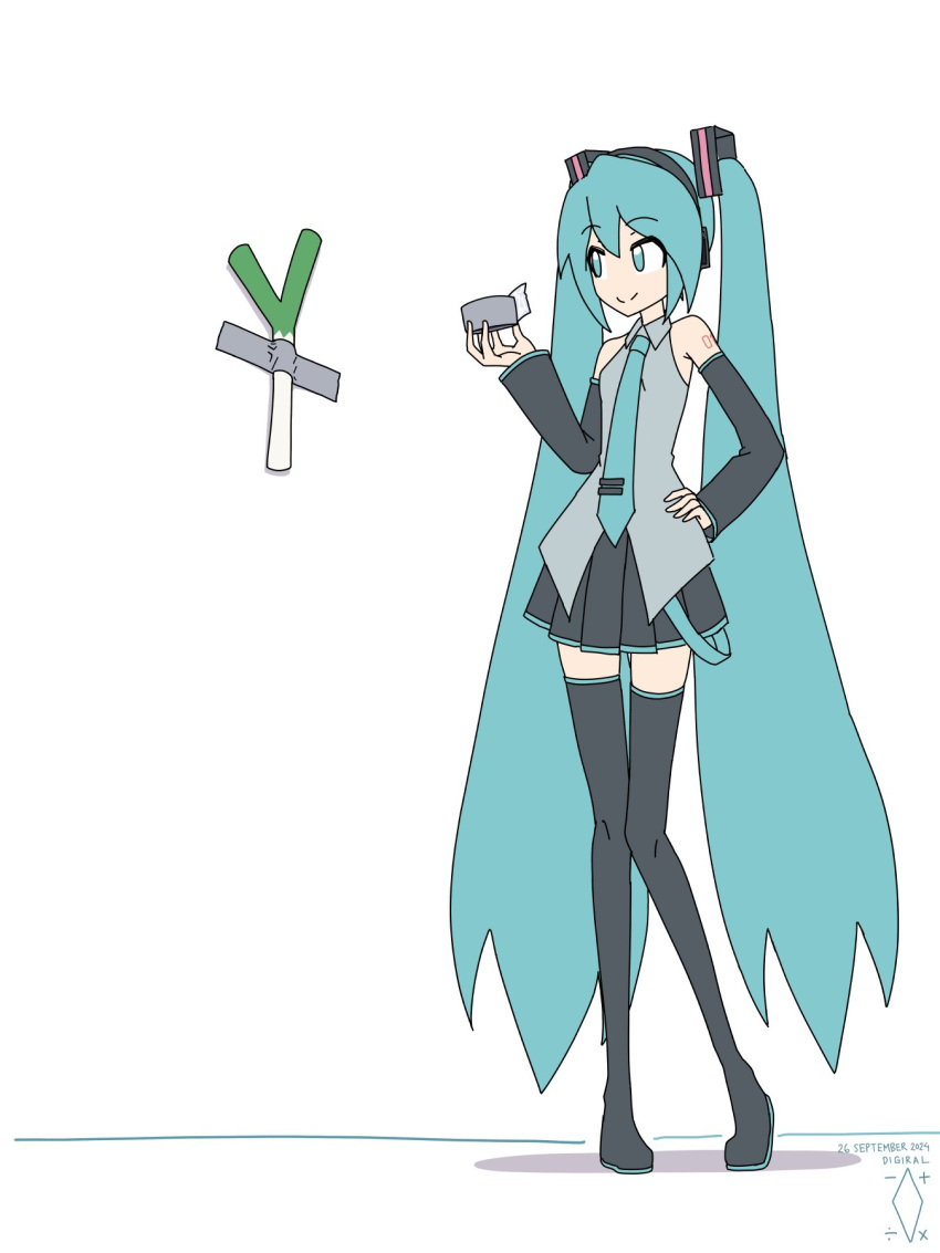 1girl, aqua_eyes, aqua_hair, artist_logo, artist_name, black_footwear, black_skirt, black_sleeves