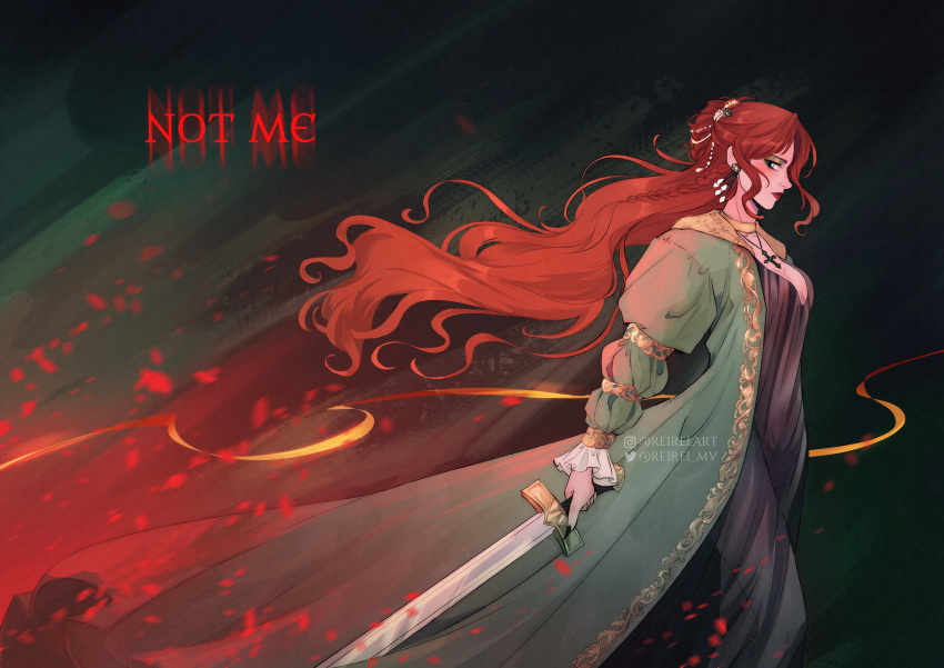 1girl, absurdres, braid, chappell_roan, chappell_roan_(person), coat, cross_pendant, dress