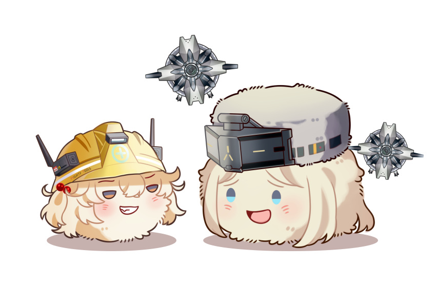 2girls, absurdres, blonde_hair, blue_eyes, brown_eyes, centi_(nikke), commission, commissioner_upload