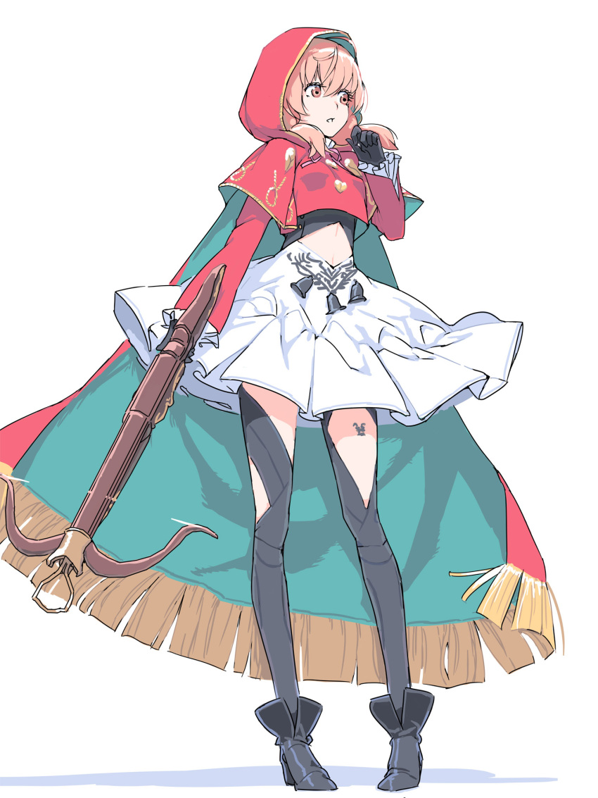 1girl, akinbo_(hyouka_fuyou), another_eden, black_gloves, boots, brown_hair, cape, character_request