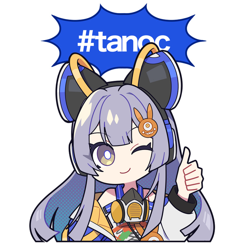 1girl, animal_ears, artist_request, commentary_request, copyright_name, english_text, fake_animal_ears, grey_hair