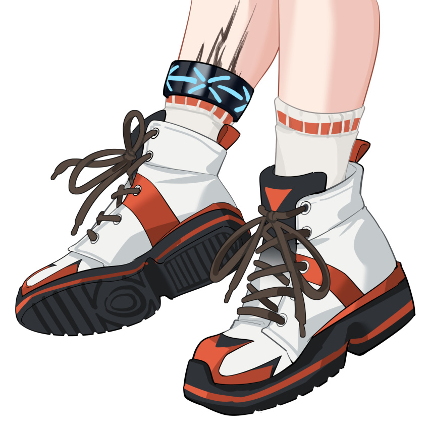 1girl, anklet, arknights, black_footwear, footwear_focus, highres, infection_monitor_(arknights), jewelry
