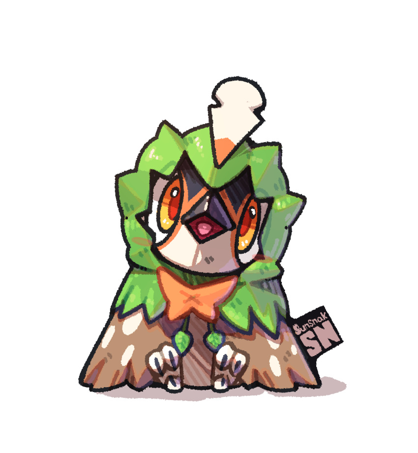 animal_focus, artist_logo, artist_name, bird, chibi, commentary, decidueye, english_commentary
