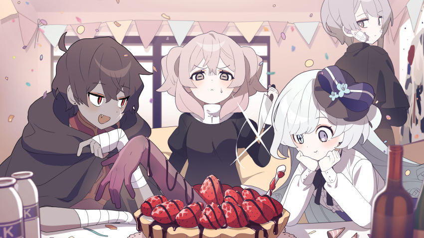 >:(, 122pxsheol, 2boys, 2girls, :d, bandaged_arm, bandages, bandaid