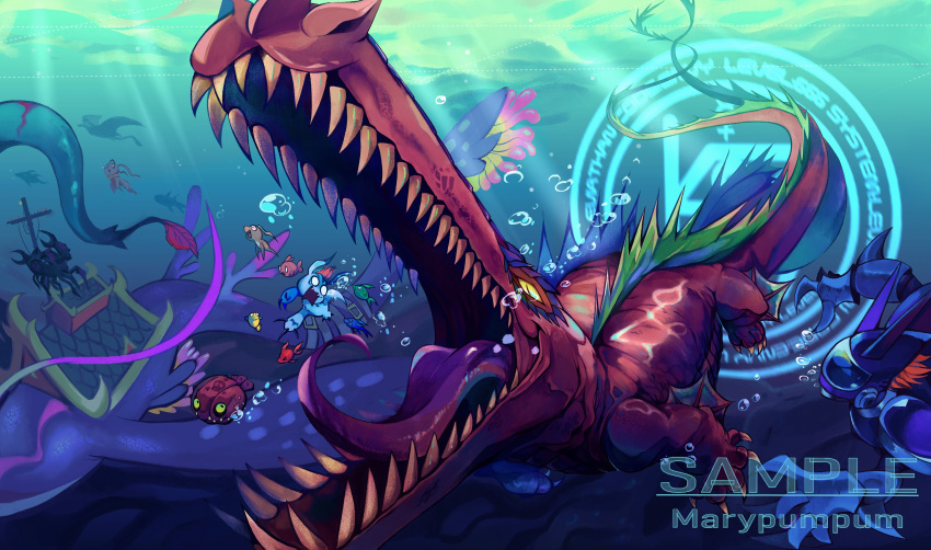 absurdres, colored_skin, commission, crocodile, crocodilian, depthmon, digimon, digimon_(creature)