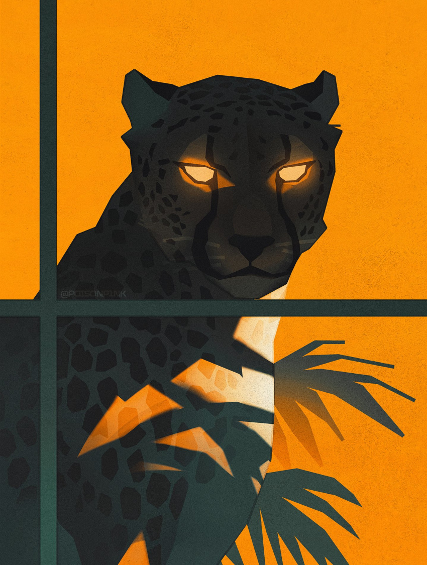 animal_focus, cheetah, commentary, english_commentary, glowing, glowing_eyes, highres, looking_at_viewer