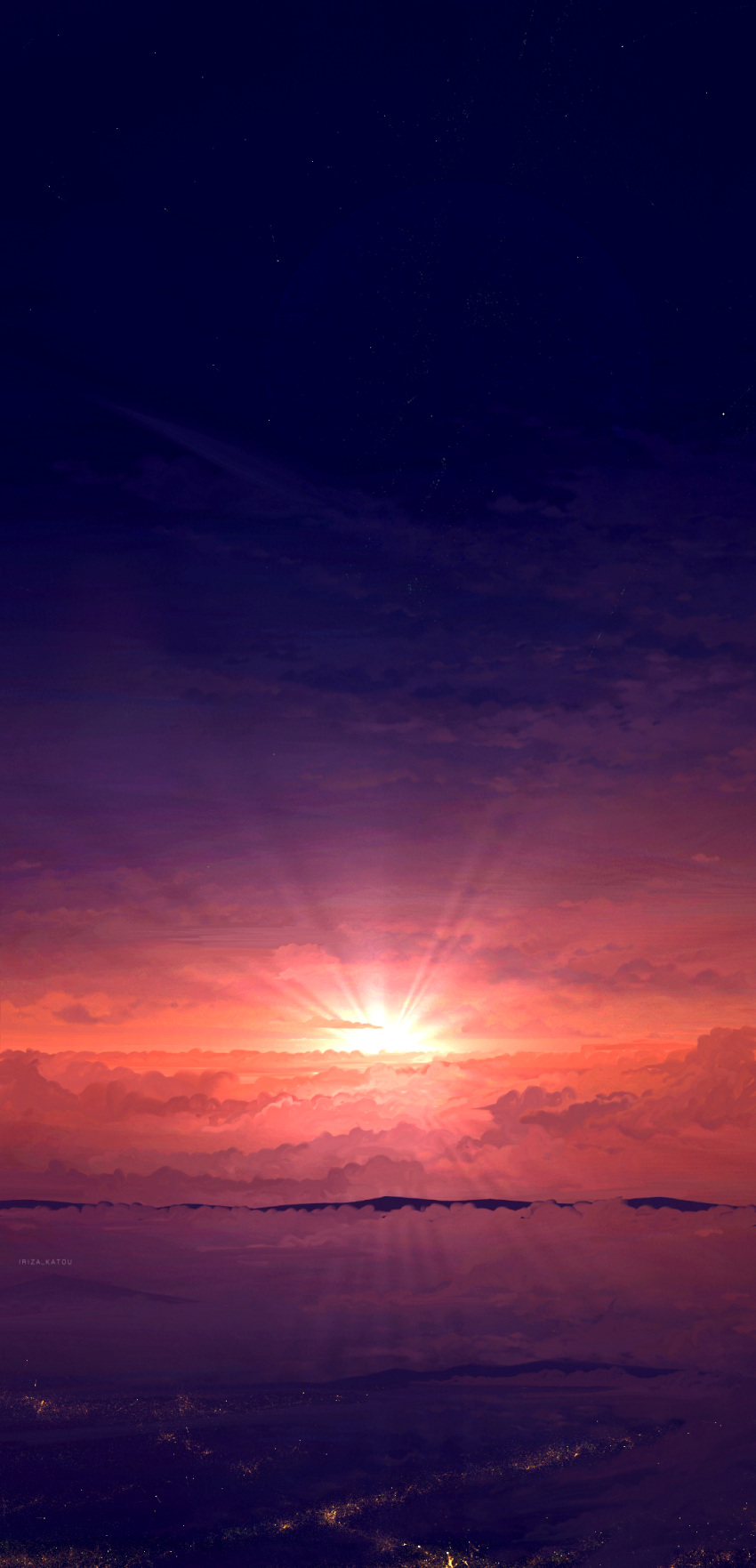 artist_name, cityscape, clouds, cloudy_sky, evening, gradient_sky, highres, iriza_katou