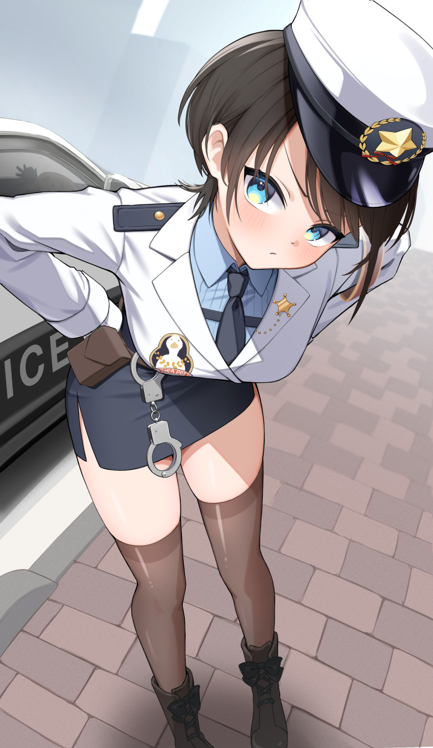 1girl, absurdres, ai_(u_e_o_o), aqua_eyes, armband, belt, belt_pouch, black_footwear