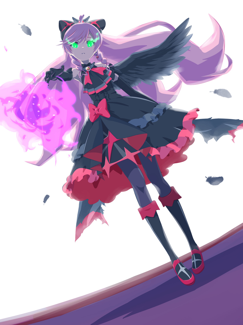 1girl, 32zzz, alternate_form, angel_wings, ascot, asymmetrical_bangs, bare_shoulders, black_ascot