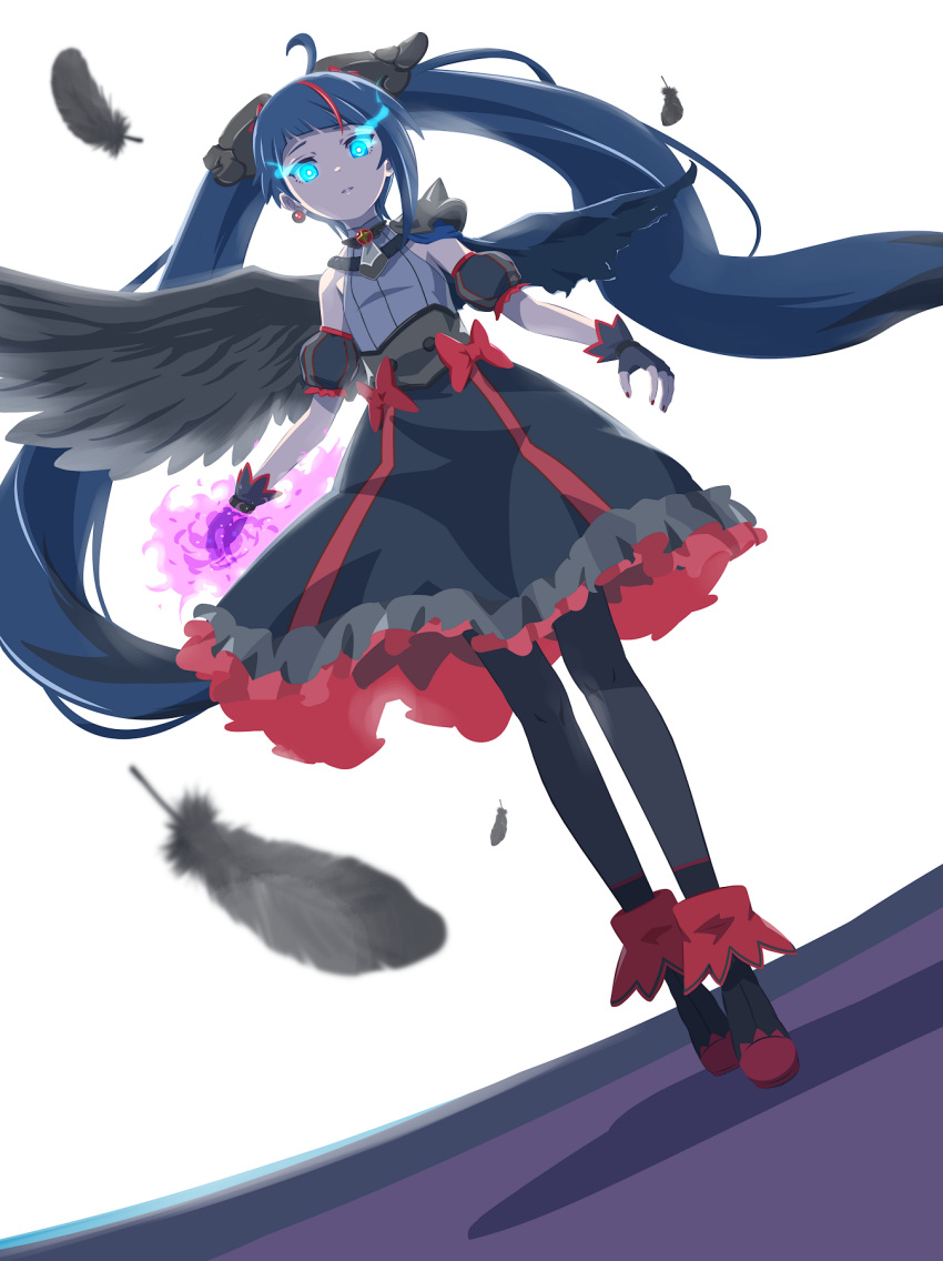 1girl, 32zzz, ankle_boots, armor, black_dress, black_footwear, black_nails, black_thighhighs