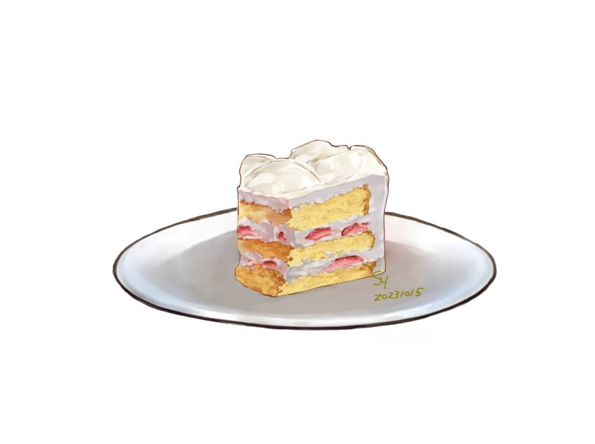 cake, cake_slice, commentary_request, cream, food, food_focus, fruit, no_humans