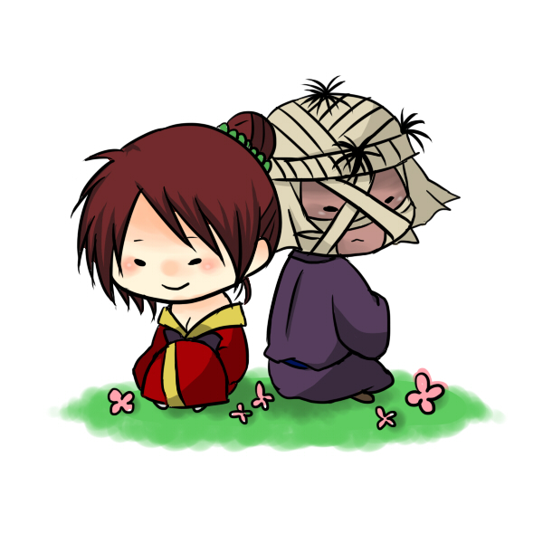 bandage, bandages, brown_hair, chibi, komagata_yumi, rurouni_kenshin, shishio_makoto