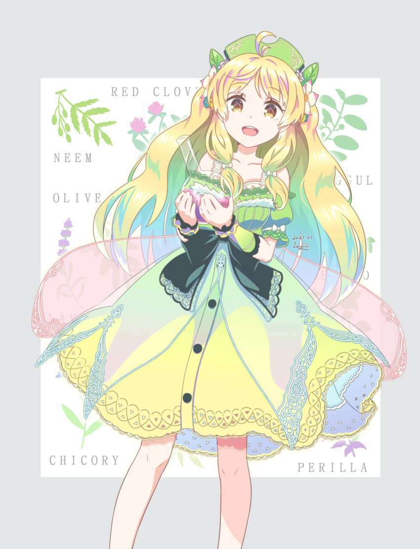 1girl, :d, atelier_(series), atelier_ayesha, ayesha_altugle, bare_shoulders, blonde_hair, bow