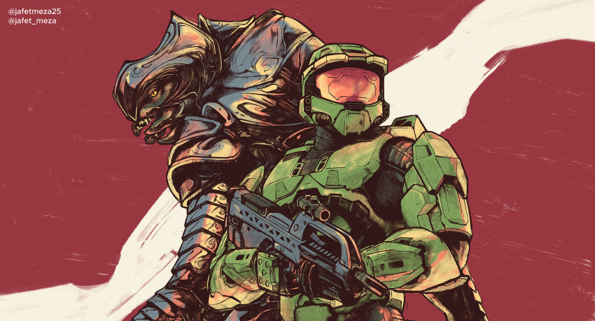 2boys, alien, arbiter, armor, back-to-back, battle_rifle, br55, bullpup