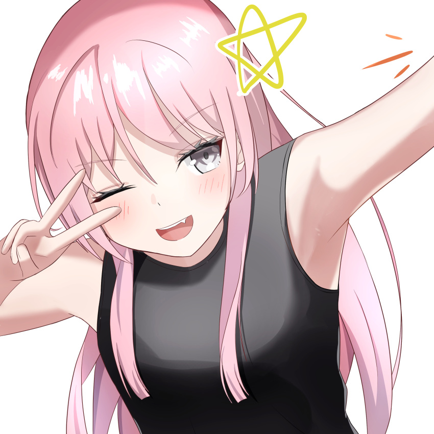 1girl, absurdres, armpits, bang_dream!, bang_dream!_it's_mygo!!!!!, beniyomogi, black_shirt, blush