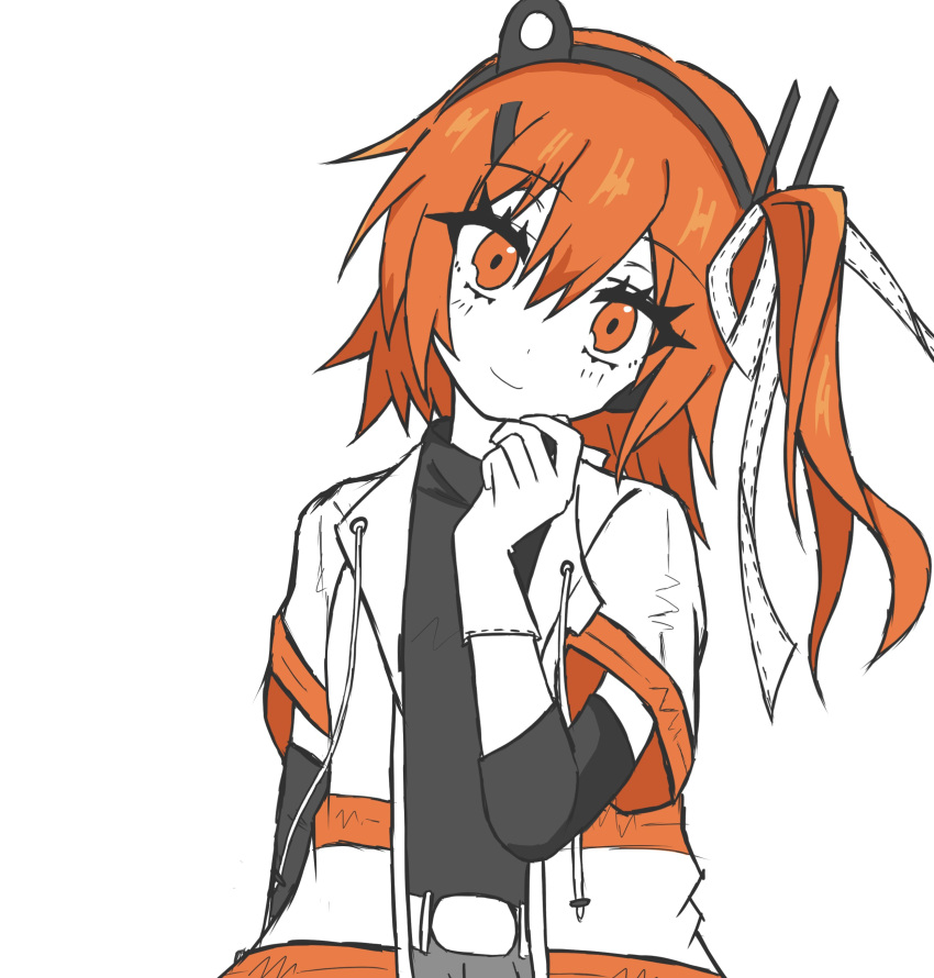a.i._voice, absurdres, adachi_rei, black_shirt, blush, hair_ribbon, headlamp, highres