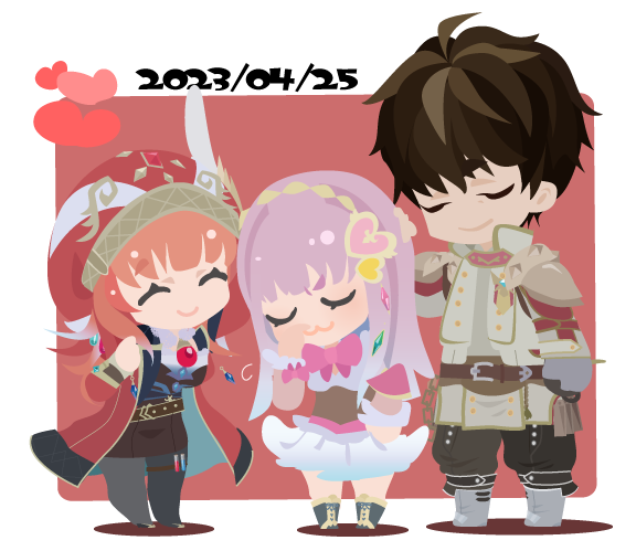 01_(zeroichi_srl), 1boy, 2girls, :3, ^_^, atelier_(series), atelier_lulua, black_pants