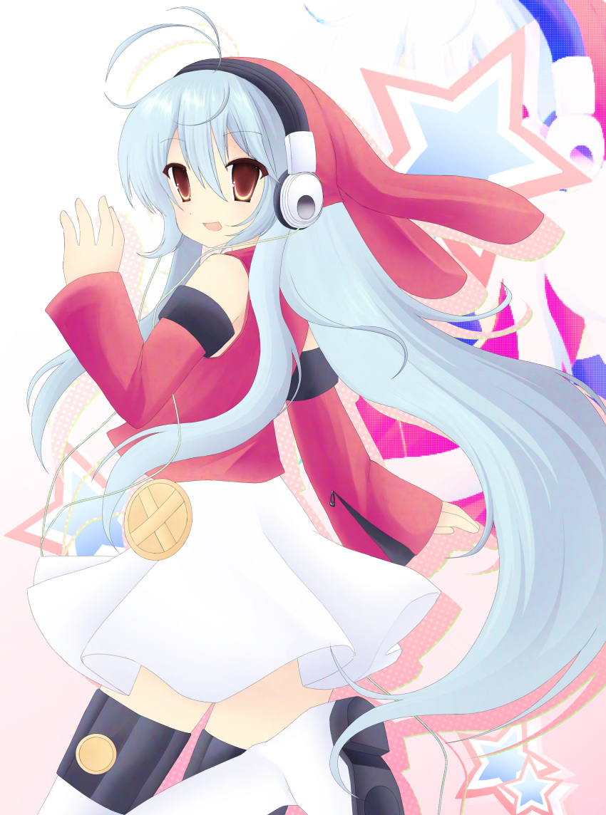 2000s_(style), absurdres, ahoge, animal_ears, antenna_hair, barusamiko_(exit_tunes), blue_hair, boots