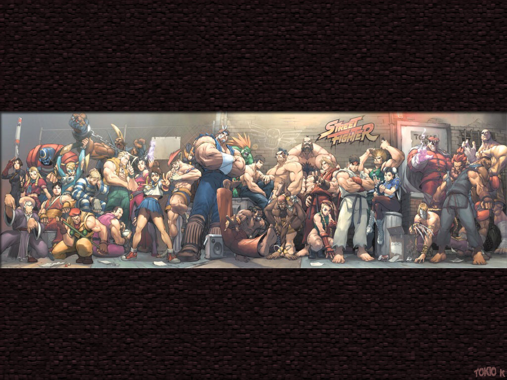 balrog, bare_shoulders, beard, beret, birdie, black_hair, blanka, blonde_hair