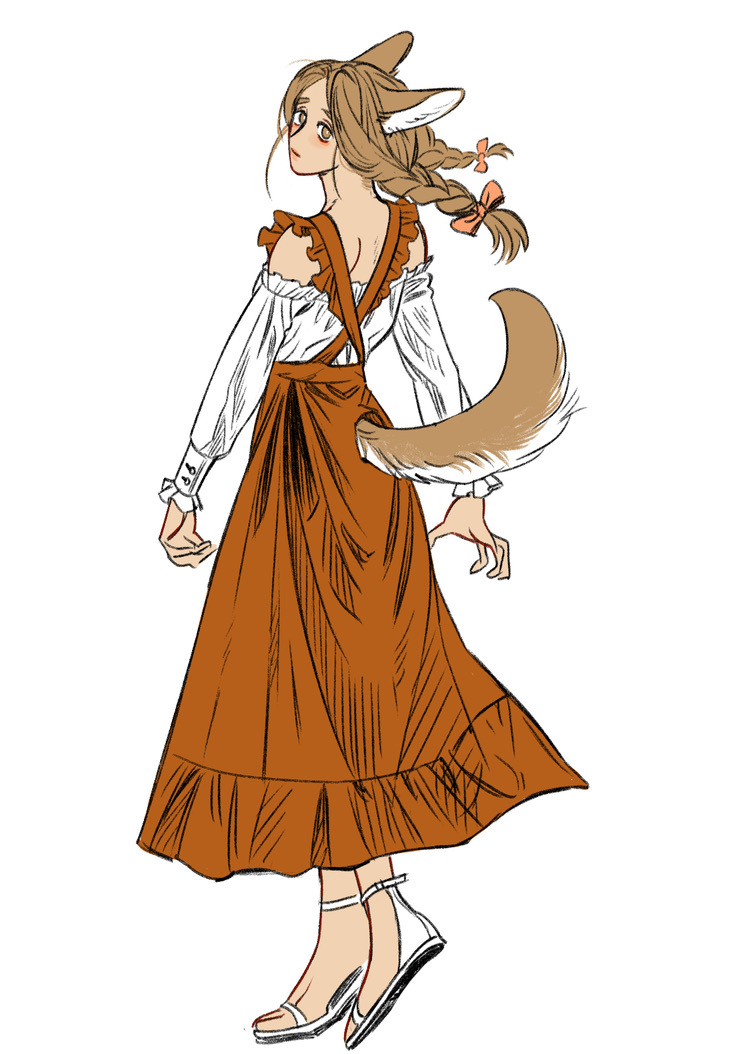 1girl, animal_ears, arthurlogansdps, braid, brown_dress, brown_eyes, brown_hair, commentary_request