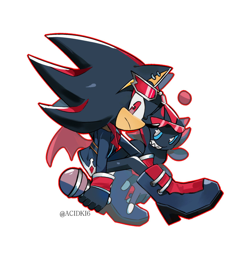 1boy, acidki6, animal_ears, animal_nose, black_footwear, black_jacket, boots, chao_(sonic)