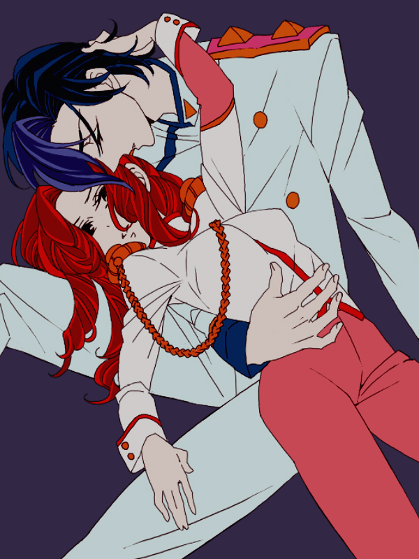 ateka, blue_hair, curly_hair, long_hair, orange_hair, school_uniform, shoujo_kakumei_utena, tsuchiya_ruka