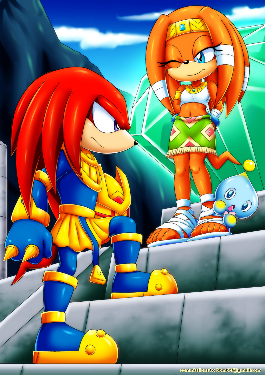 1boy, 1girl, alternate_costume, archie_comics, armlet, armor, arms_behind_back, bare_shoulders