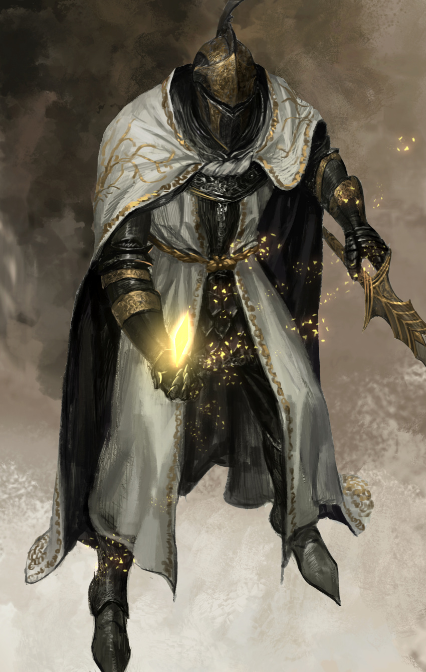 1girl, absurdres, armor, armor_under_clothes, armored_boots, boots, cloak, couter