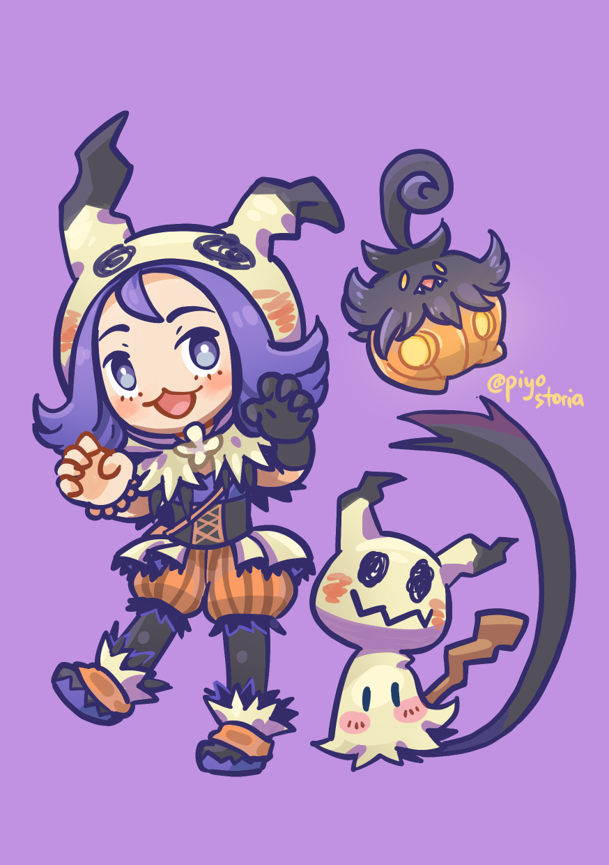 1girl, acerola_(fall_2020)_(pokemon), acerola_(pokemon), fangs, full_body, gloves, grey_eyes, highres