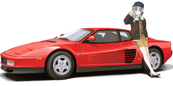 baseball_cap, egu_(e_g_u), ferrari, ferrari_testarossa, full_metal_panic!, hat, high_heels, jacket, military, military_uniform, namesake, object_namesake, pun, salute, shoes, teletha_testarossa, uniform