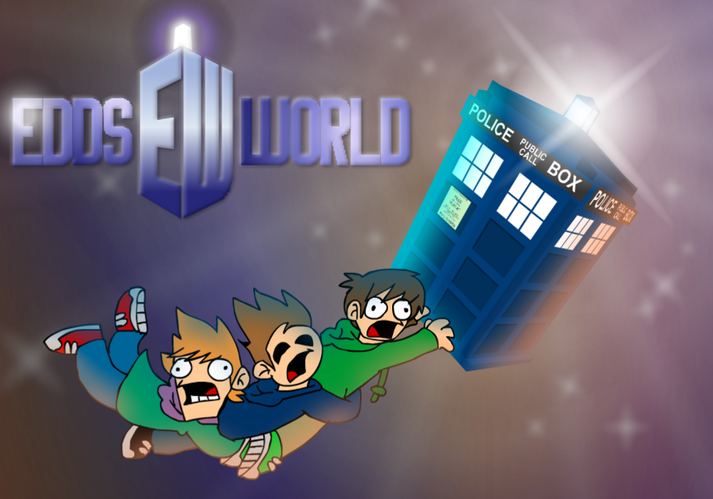 3boys, artist_self-insert, black_footwear, blue_hoodie, blue_pants, brown_hair, brown_pants, cowlick