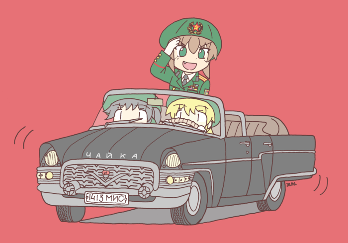 chaika, communism, copyright_request, fang, hammer_and_sickle, military, military_uniform, mizunagi_kry