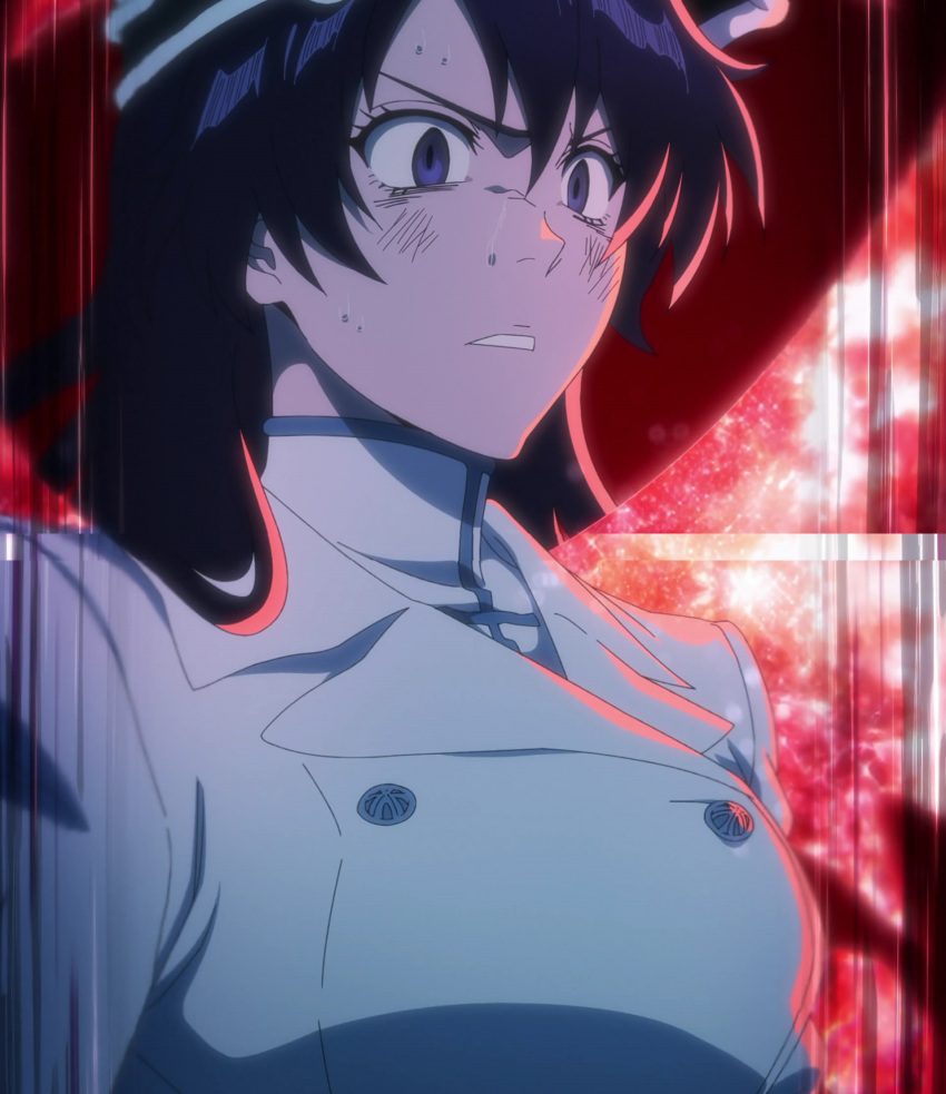 1girl, anime_screenshot, bad_link, bambietta_basterbine, bleach, bleach:_sennen_kessen-hen, highres, jacket