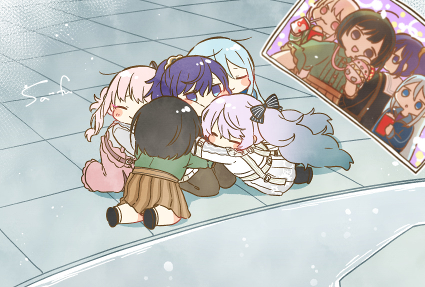 1other, 25-ji_miku, 25-ji_nightcord_de._(project_sekai), 4girls, akiyama_mizuki, asahina_mafuyu, black_eyes, black_hair