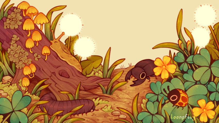 animal, animal_focus, beetle, bug, clover, commentary, commission, dandelion