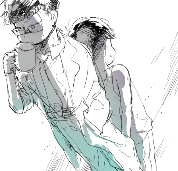 2boys, antenna_hair, bare_arms, bare_shoulders, belt, blunt_bangs, brothers, character_request