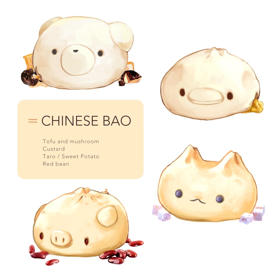 animal-themed_food, baozi, bear, bird, cat, commentary, custard, duck