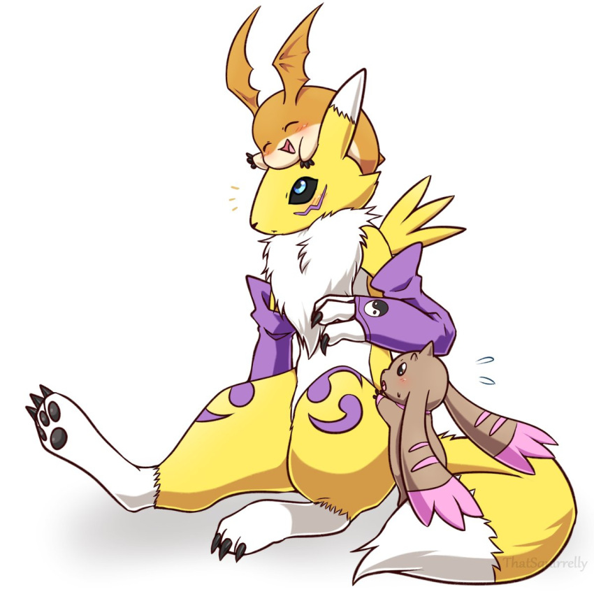black_sclera, blue_eyes, bridal_gauntlets, claws, colored_sclera, digimon, digimon_(creature), highres
